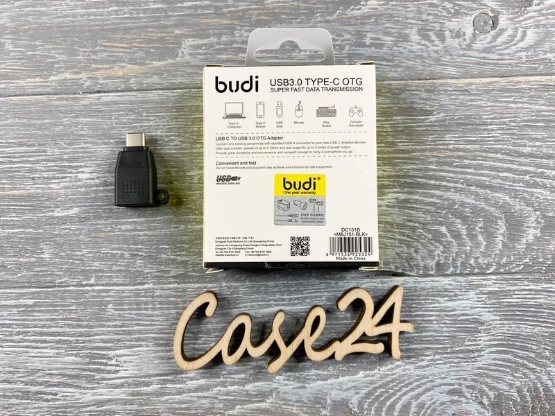 USB переходник Budi USB to Type-C черный 83476 фото