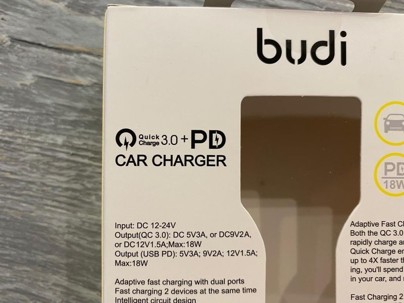 Автомобільний зарядний пристрій Budi (18W Type-c + quick charger 3.0) з LED-індикатором (M8J065T) 81776 фото