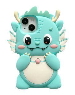 Силиконовый 3D чехол Funny Dragon для iPhone 13 / голубой 099452 фото