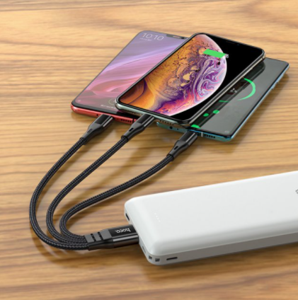 Універсальний кабель HOCO X47 3in1 на Micro-usb, Lightning, Type-C (0.25m) (3 кольори) 84182 фото