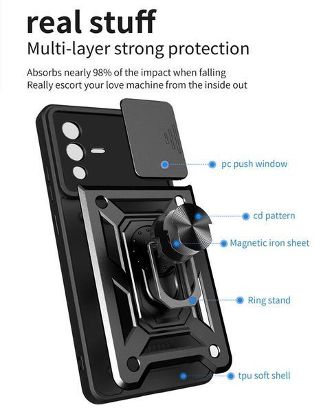 PC + TPU чехол Camshield armor для Vivo V23 (5G) / серебристый 89483 фото