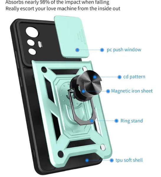 PC + TPU чехол Camshield armor для Xiaomi Redmi Note 12S (4G) / зеленый 094611 фото