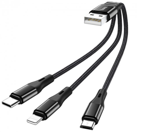 Універсальний кабель HOCO X47 3in1 на Micro-usb, Lightning, Type-C (0.25m) (3 кольори) 84182 фото