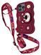 Силіконовий 3D чохол Bear lotso для iPhone 14 Pro Max / бургунді (з ремінцем) 099302 фото 2