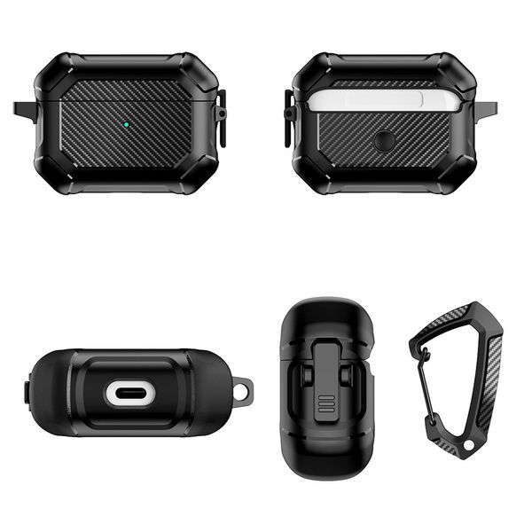 Силіконовий чохол Shockproof Carbon case для AirPods 3 (2021) чорний 089712 фото