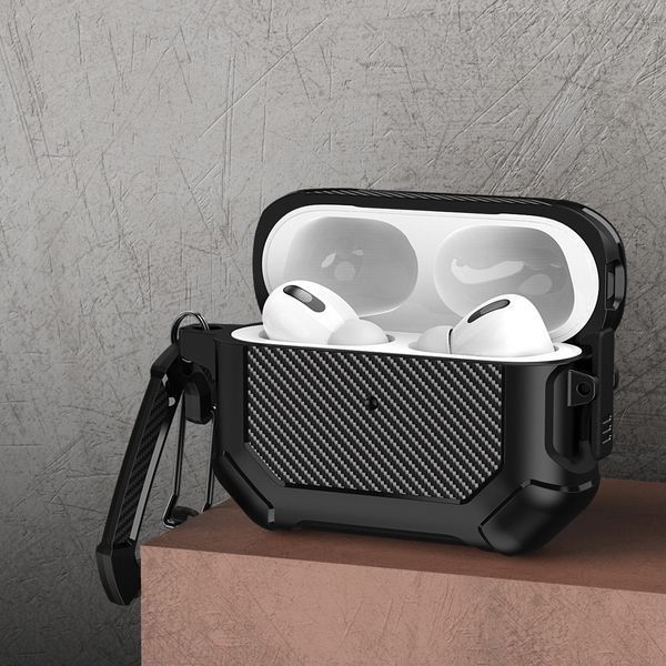 Силіконовий чохол Shockproof Carbon case для AirPods 3 (2021) чорний 089712 фото