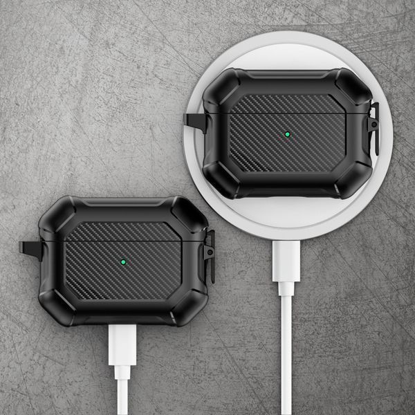 Силіконовий чохол Shockproof Carbon case для AirPods 3 (2021) чорний 089712 фото