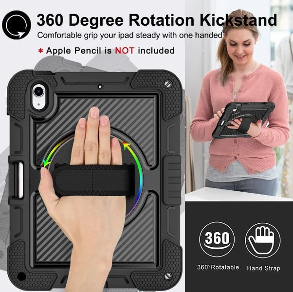 PC + TPU чехол Carbon Armor Cover Tablet на Apple iPad Air 4 10.9'' (2021) черный 096274 фото