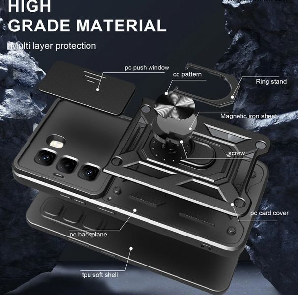 PC + TPU чехол Camshield Armor для Infinix Hot 60i / черный 100355 фото