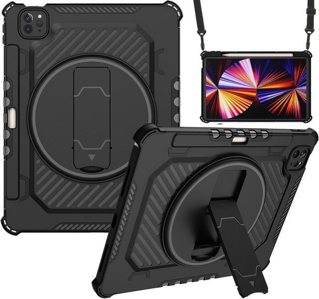 PC + TPU чехол Carbon Armor Cover Tablet для iPad Pro 11 (2024) черный 097556 фото
