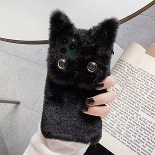 Чехол пушистый Fluffy Cat на iPhone 15 Pro Max / черный 098136 фото