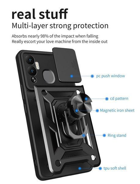PC + TPU чехол Camshield Armor для Infinix Hot 12 Play / синий 089232 фото