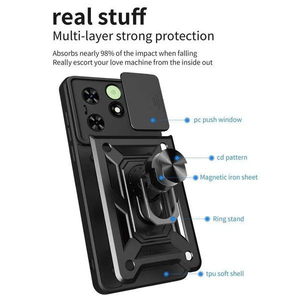 PC + TPU чехол Camshield Armor для Tecno Spark 20 / серебристый 097416 фото