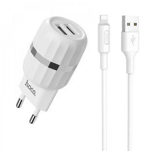 СЗУ Hoco C41A Charger + Cable (Lightning) 2.4A 2USB 16932 фото