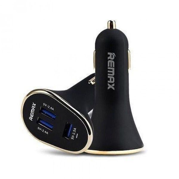 Автомобільна зарядка Remax Charger 2.4 A 3USB ( чорний білий) 16411 фото