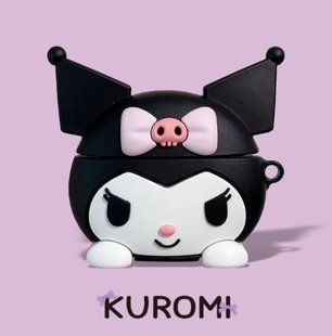 Силіконовий чохол із карабіном для AirPods 4/Kuromi 098623 фото