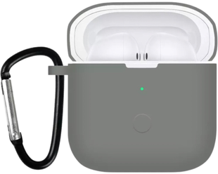 Силиконовый чехол с карабином для Xiaomi Redmi Buds 3 (на сяоми редми бадс 3) серый 86187 фото