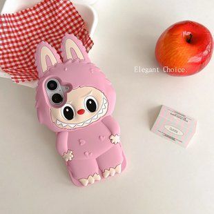 Гумовий 3D-чохол Labubu Toy для iPhone 14 Pro Max/рожевий 099552 фото