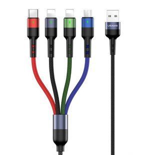 Універсальний кабель USAMS U26 4in1 USB to Combo (2A, 0.35m) кольоровий 85946 фото