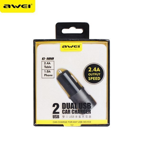 Автомобильная зарядка Awei C-100 на 2 USB (2.4A) (4 цвета) 51135 фото