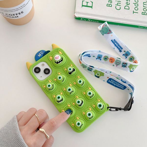 Гумовий 3D чохол Monsters Pop it для iPhone 14 Pro Max / (з ремінцем) 098685 фото