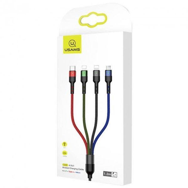 Універсальний кабель USAMS U26 4in1 USB to Combo (2A, 0.35m) кольоровий 85946 фото