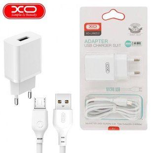 СЗП XO L99 + кабель MicroUSB (1 USB 2.4 A) білий 87162 фото