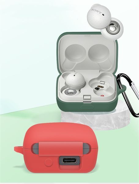 Силіконовий чохол із карабіном для Sony LinkBuds WFL900 зелений 89639 фото