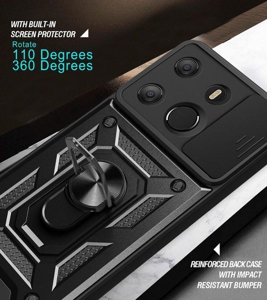 PC + TPU чохол Camshield armor для Tecno Spark Go 2023 / чорний 089284 фото