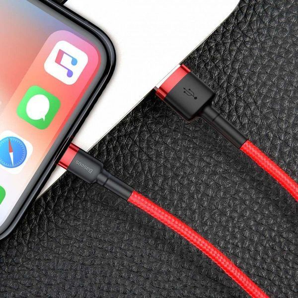 USB кабель Baseus Cafule Lightning Cable 2A (3m) (черный и красный) 80633 фото