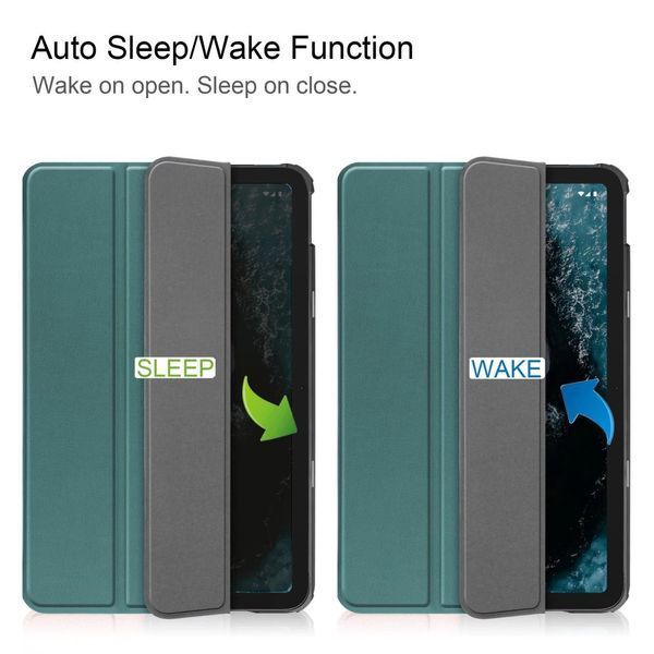Шкіряний чохол книжка Crazy Horse для Nokia T20 зелений 90038 фото