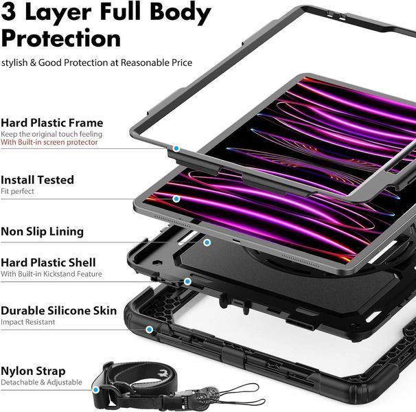 PC + TPU чехол Armor Cover Tablet на iPad Pro 11 (2024) / черный 097531 фото