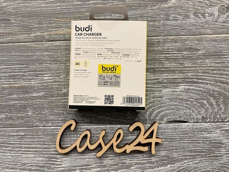 Автомобільний зарядний пристрій Budi (12 Вт, 2,4 А) білий 81551 фото