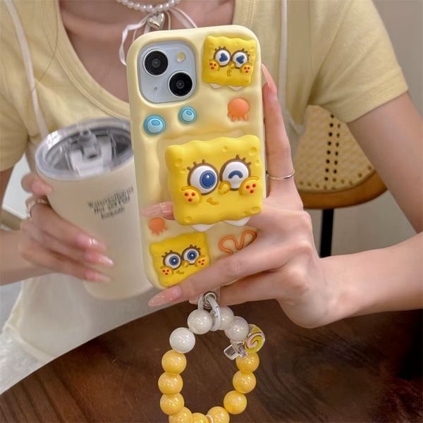 Силіконовий 3D чохол SpongeBob love для iPhone XR/з ремінцем 099306 фото