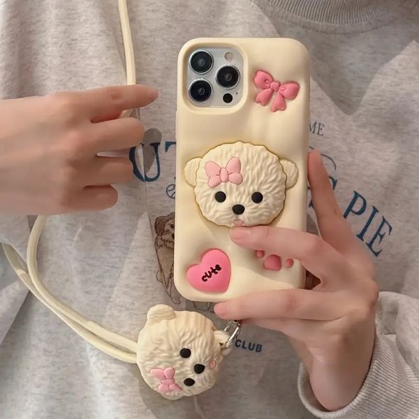 Силіконовий 3D чохол Cute Poodle для iPhone 11/ молочний 099459 фото