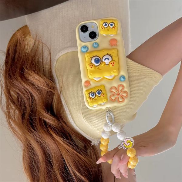 Силіконовий 3D чохол SpongeBob love для iPhone XR/з ремінцем 099306 фото