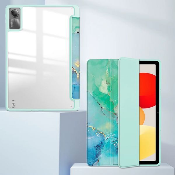 Чохол книжка Marble case на планшет Xiaomi Redmi Pad SE (11") / бірюзовий 098817 фото