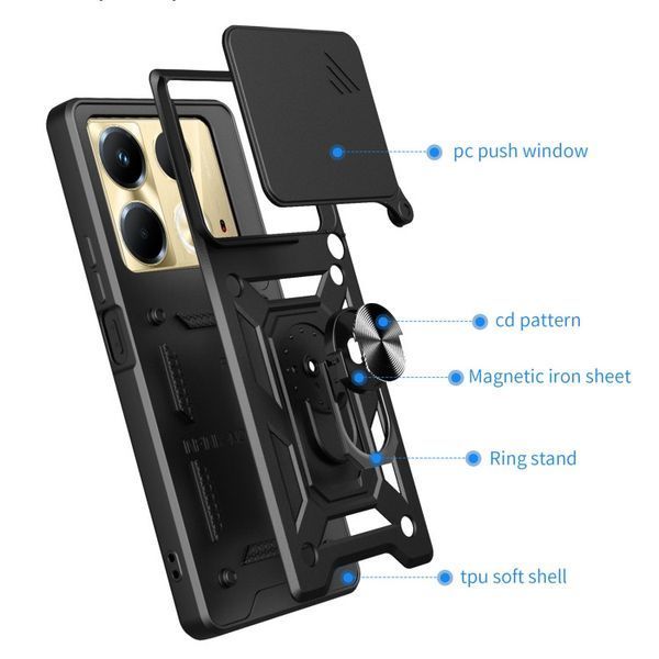 PC + TPU чохол Camshield armor для Infinix Note 40 / чорний 097082 фото