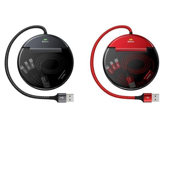 USB кабель Baseus Car Sharing Station 3-in-1 Cable (черный и красный) 80635 фото