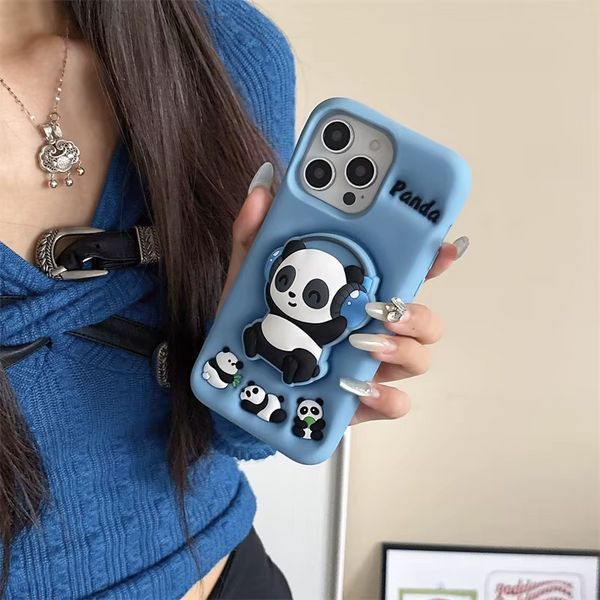 Силіконовий 3D чохол Musical Panda для iPhone 12 Pro Max / блакитний 099307 фото