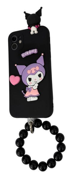 Силіконовий 3D чохол SpongeBob love для iPhone 11 / з ремінцем / чорний 202752 фото