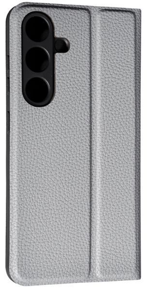 Шкіряний чохол книжка Fibra case на Samsung Galaxy S25 / сірий 202123 фото