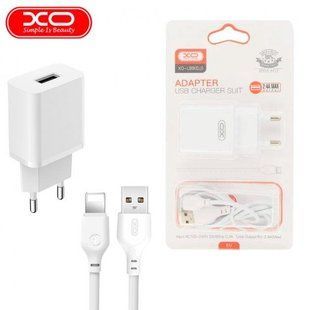 СЗП XO L99 + кабель Lightning (1 USB 2.4 A) білий 87165 фото