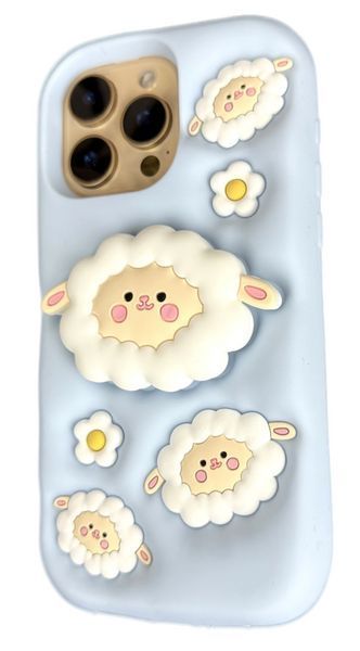 Силиконовый 3D чехол Funny Sheep для iPhone 16 / голубой 098927 фото
