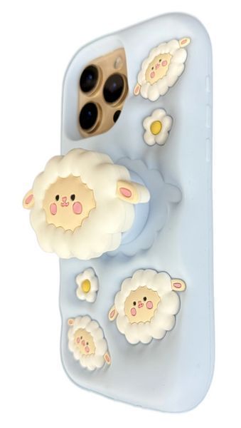 Силиконовый 3D чехол Funny Sheep для iPhone 16 / голубой 098927 фото