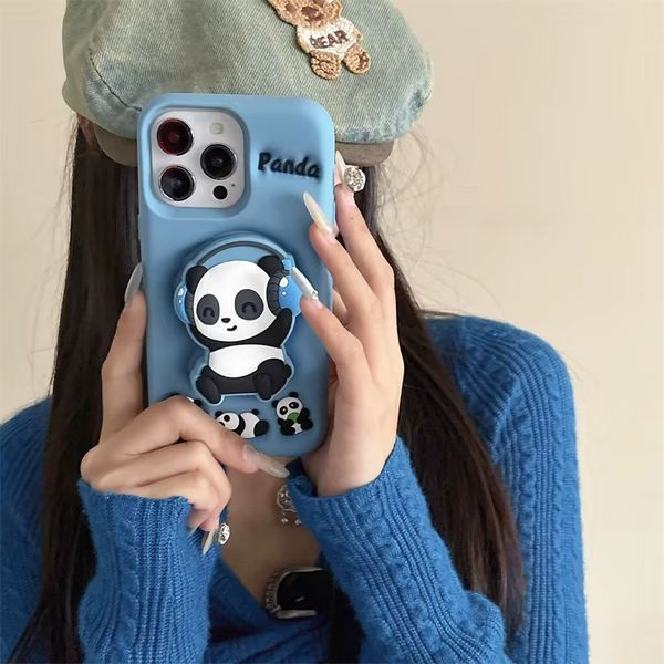 Силіконовий 3D чохол Musical Panda для iPhone 13 Pro Max / блакитний 099308 фото