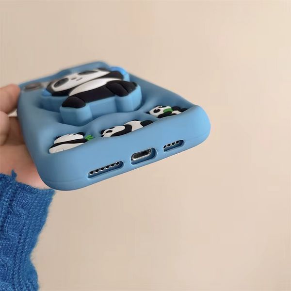 Силіконовий 3D чохол Musical Panda для iPhone 13 Pro Max / блакитний 099308 фото