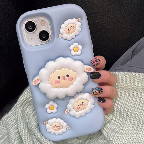 Силиконовый 3D чехол Funny Sheep для iPhone 16 / голубой 098927 фото