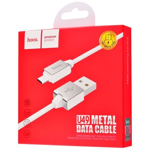 Hoco U49 Refined Steel Micro USB Cable (1.2m) (2 цвета) 16935 фото