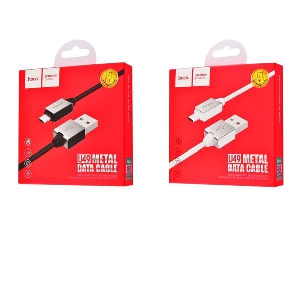 Hoco U49 Refined Steel Micro USB Cable (1.2m) (2 цвета) 16935 фото